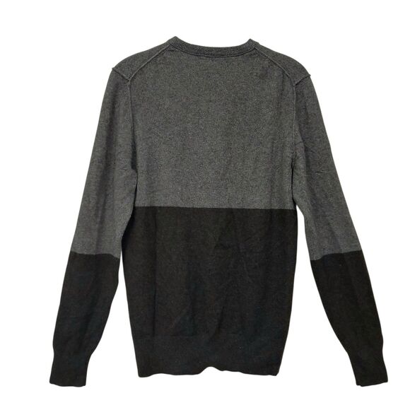 Vince Sweater Mens Medium Gray Black 100% Cashmere Color Block Knitted Office - Picture 5 of 12